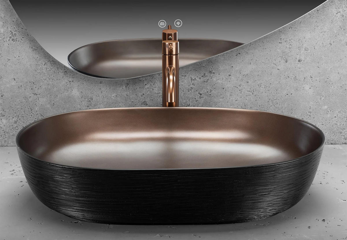 AUFSATZWASCHBECKEN Cleo 61 Copper Bush / Black – Rea - Kupferfarben, Keramik (41/14/60.5cm) - REA