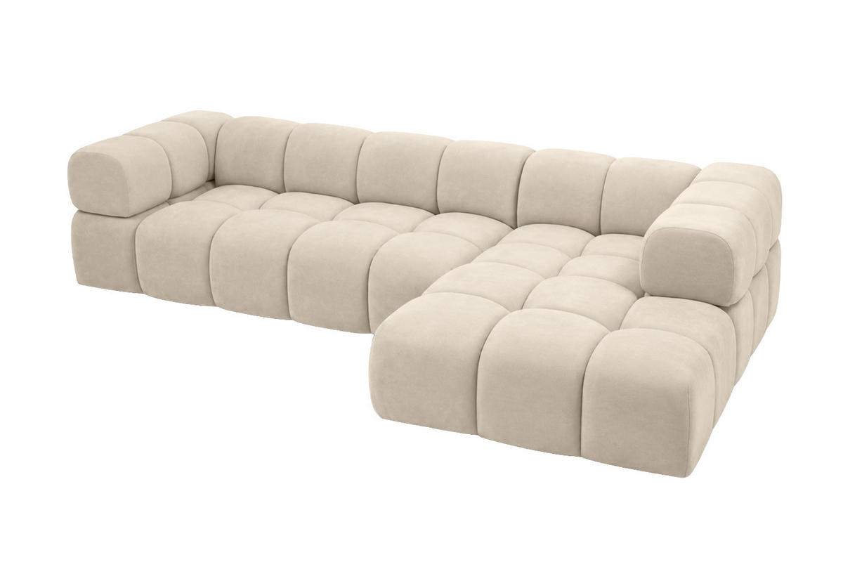 ECKSOFA L-Form, Veloursstoff Bluvel, Creme, Rechts, Averro XL - Creme, Holz (320/150cm) - Kaiser Möbel