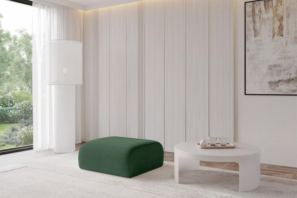 POUF MIRA-PUF 91x89x40 Grün cm Cord Modular Sitzhocker - Salbeigrün/Schwarz, Holzwerkstoff/Kunststoff (91/40/89cm) - ALTDECOR