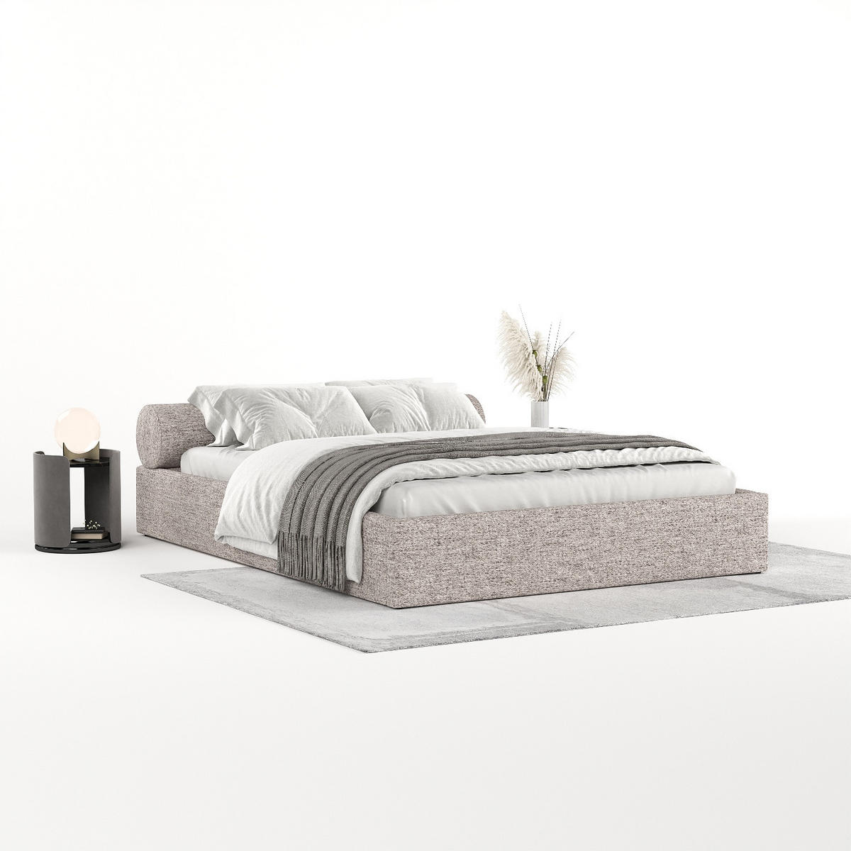POLSTERBETT Solvo mit Stauraum 200/200 cm Beige im Neve Stoff - Sandfarben/Schwarz, Holz/Holzwerkstoff (200/200cm) - AltaBeds