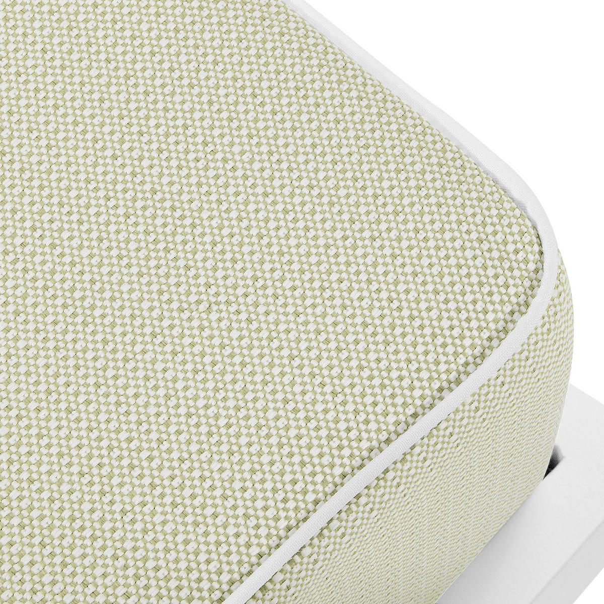 GARTENLOUNGE-HOCKER TRIGLO auf Metallfüßen, Modern, Weiß - Weiß/Hellgrün, Textil/Metall (69/44/54cm) - KONSIMO®