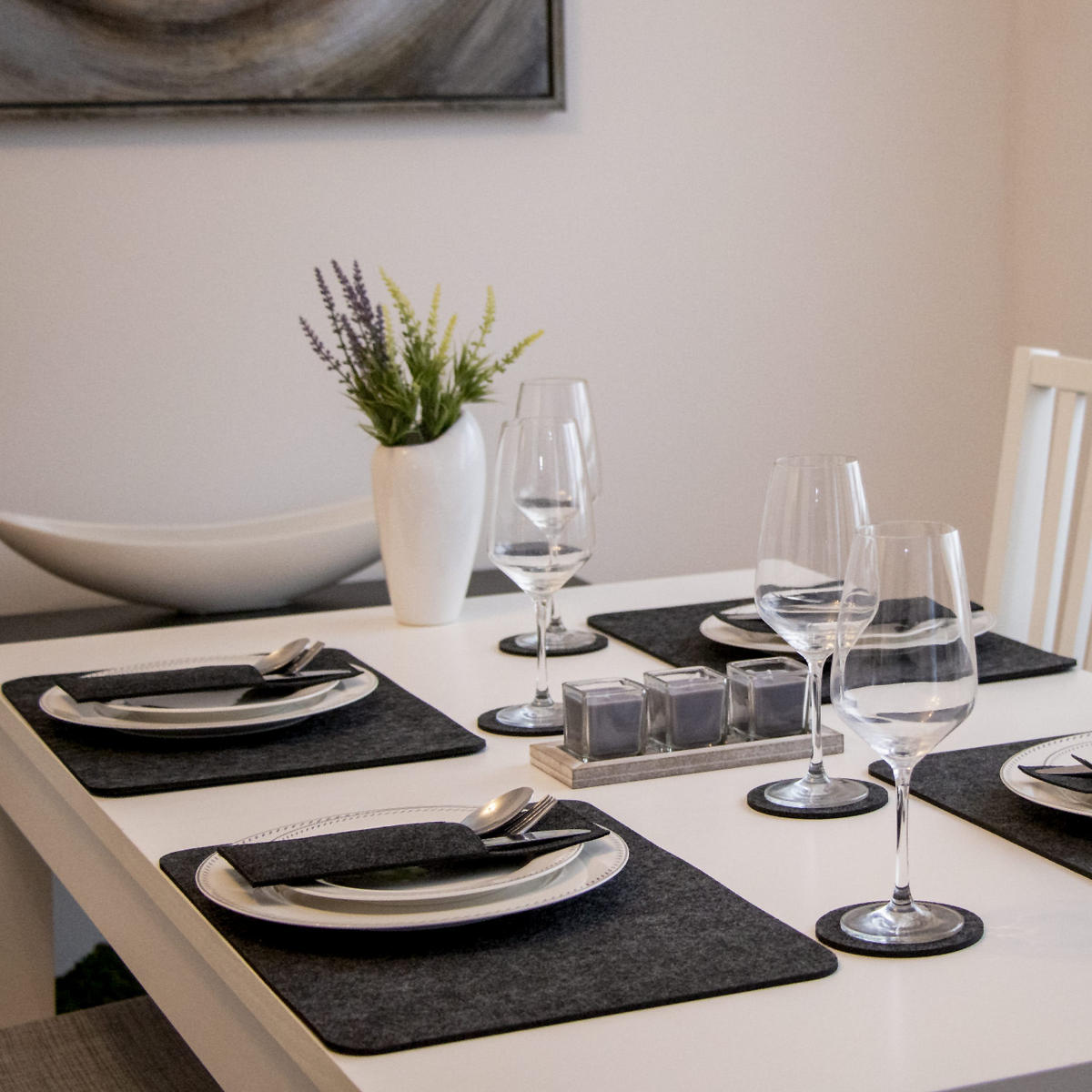 TISCHSET aus Filz, 12er Set 43/30 cm Anthrazit - Anthrazit, Kunststoff (43/30/1cm) - Dunedesign