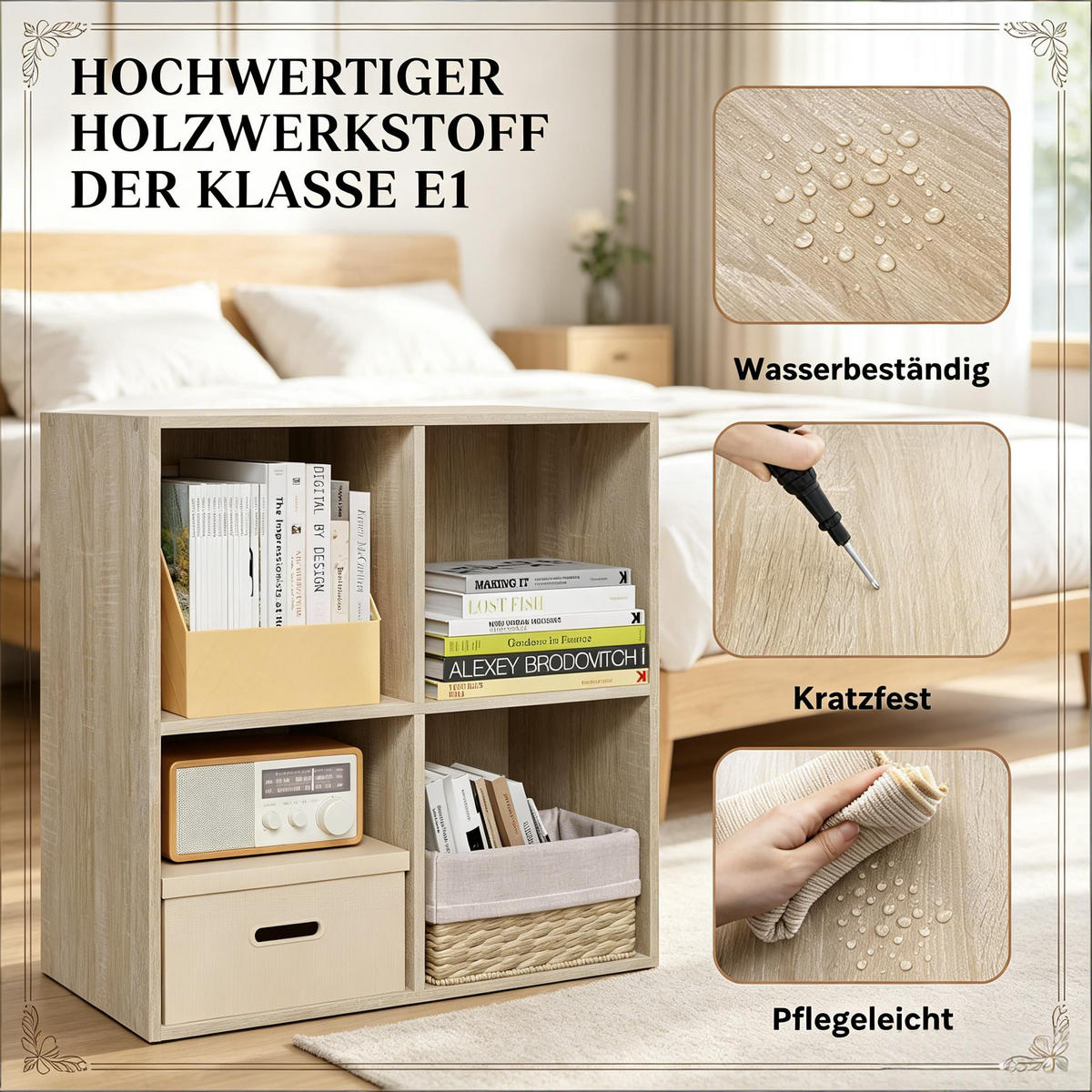 BÜCHERREGAL Eiche 4 Fächer 60/29/60 cm - Eichefarben, Holzwerkstoff (29/59.8/59.6cm) - PANGIVO