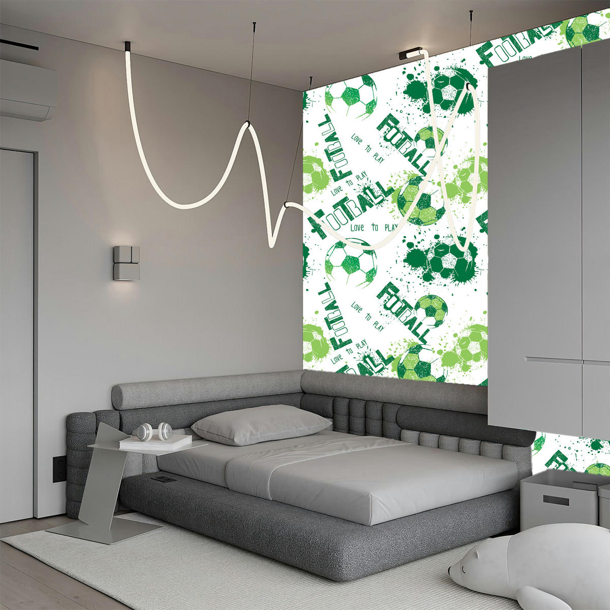 VLIESTAPETE Fußball-Graffiti und Schriftzüge – Grün, Weiß – 50x1000 cm - Weiß/Grün, Papier (50/1000cm) - Muralo