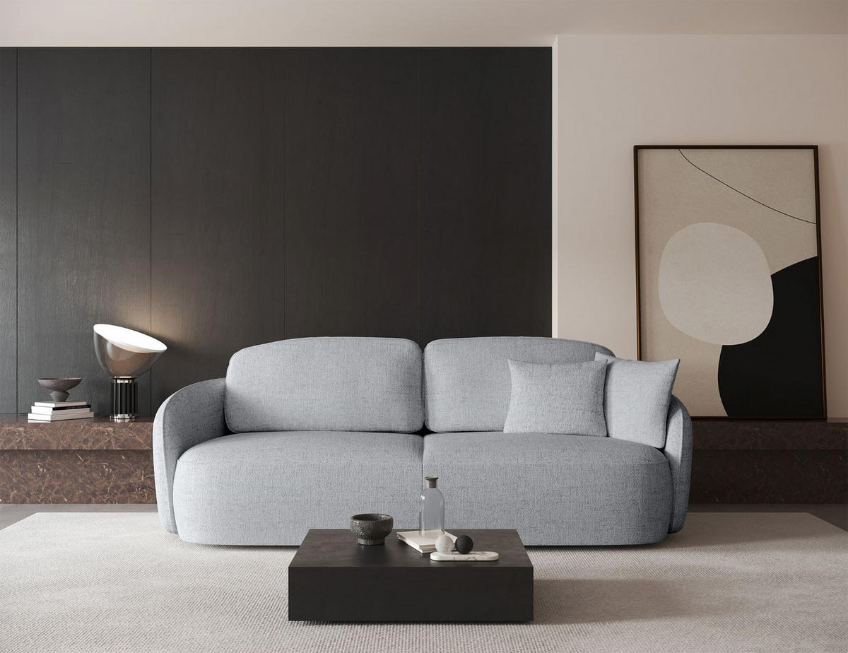 3-SITZER-SOFA Savoy Hellgrau mit Schlaffunktion - Hellgrau/Schwarz, Kunststoff/Textil (254/96/105cm) - Selsey