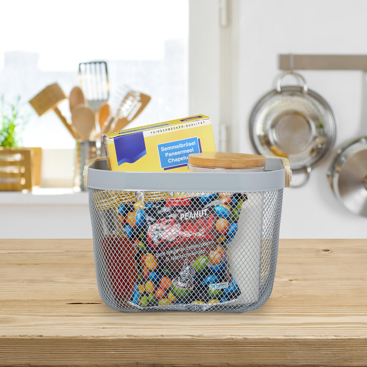 2XDRAHTKORB - Weiß, Holz/Metall (26/17.5/24.5cm) - Relaxdays