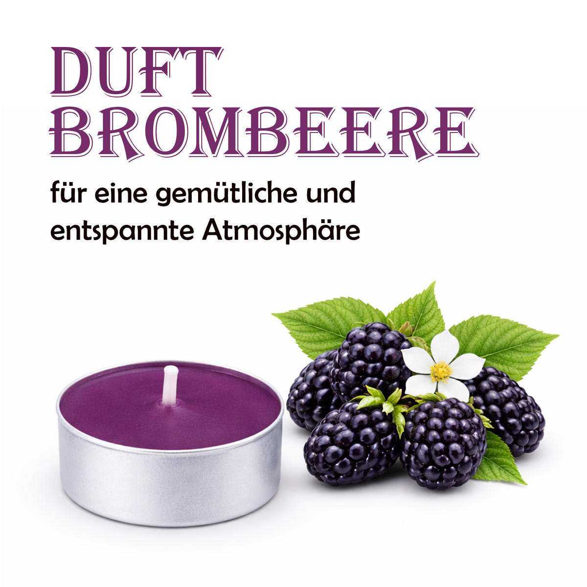 TEELICHT mit Duft - Brombeere - 36er Pack - Brombeere, Naturmaterialien (4/1.5/4cm) - HS Candle