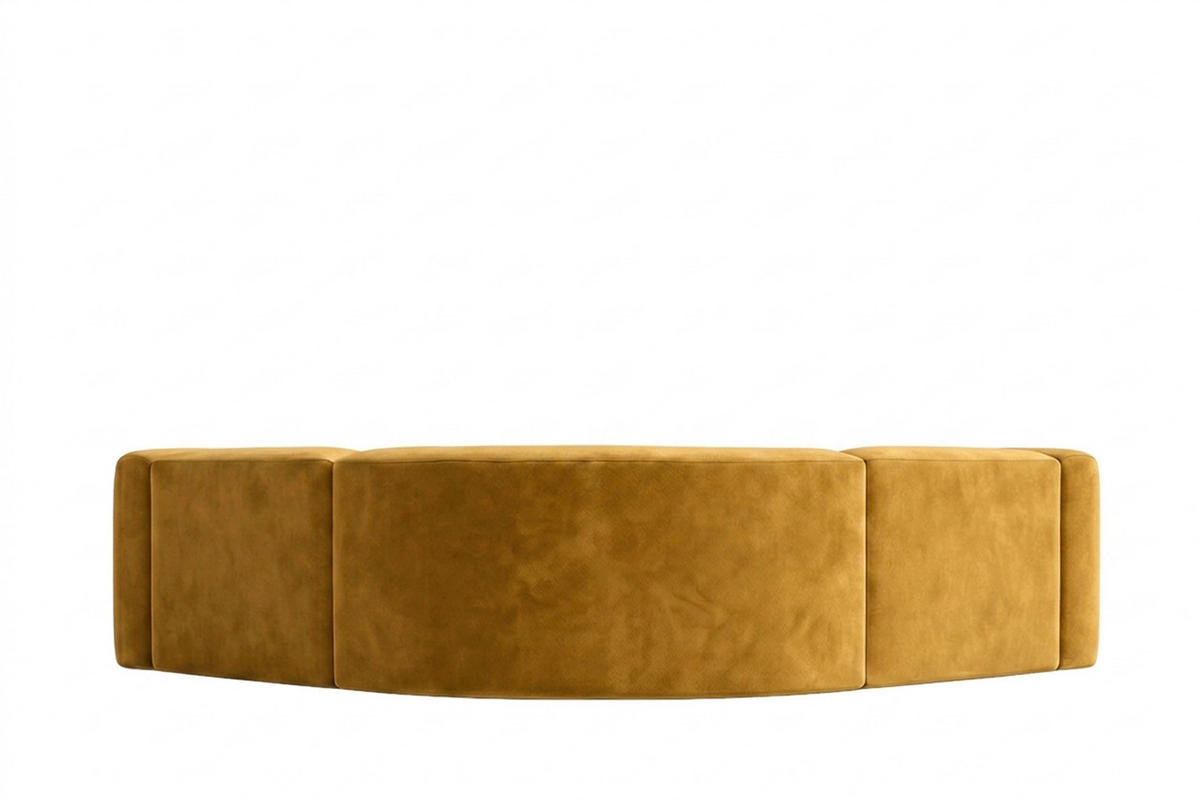 ECKSOFA Modulares, Corner Mini, Velvet-Stoff Bluvel, Golden, GRETA - Goldfarben, Holz (190/190cm) - Kaiser Möbel