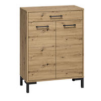 SCHUHSCHRANK Nevio Artisan Eiche / weiß 70 / 34 / 94cm - Eichefarben/Eiche Artisan, Holz/Holzwerkstoff (70/94/34cm) - Feldmann-Wohnen