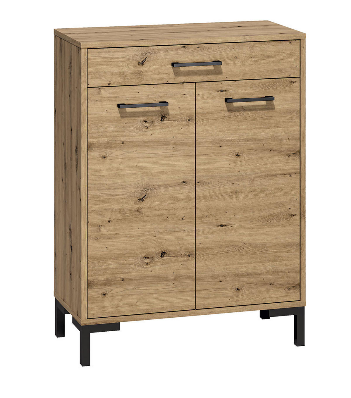 SCHUHSCHRANK Nevio Artisan Eiche / weiß 70 / 34 / 94cm - Eichefarben/Eiche Artisan, Holz/Holzwerkstoff (70/94/34cm) - Feldmann-Wohnen