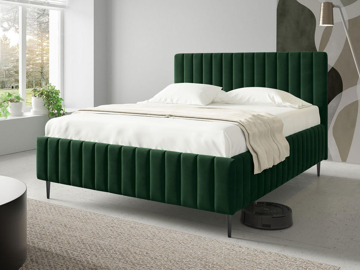 POLSTRBETT Lewezo Leg - Schwarz/Naturfarben, Holzwerkstoff/Textil (160/200cm) - MIRJAN24