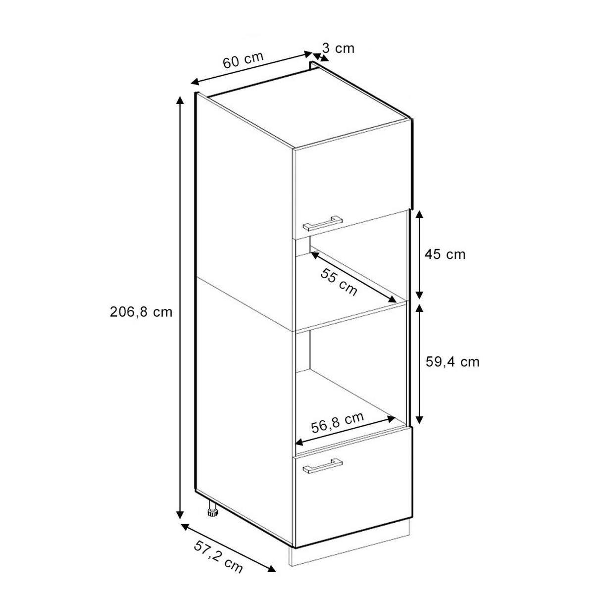 HOCHSCHRANK R-Line Anthrazit Hochglanz 60 cm mit offenen Regalen und Türen - Anthrazit/Weiß, Holzwerkstoff (60/207/57.2cm) - Vicco