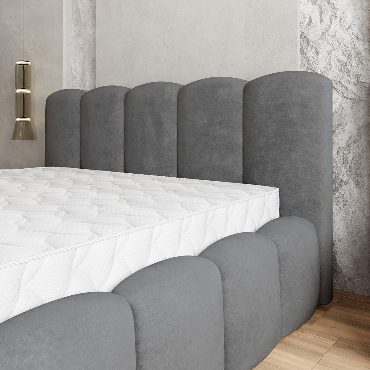 POLSTERBETT FALINA 160x200 cm mit Bettkästen - Grau - Grau, Holz (160/200cm) - MASSENO