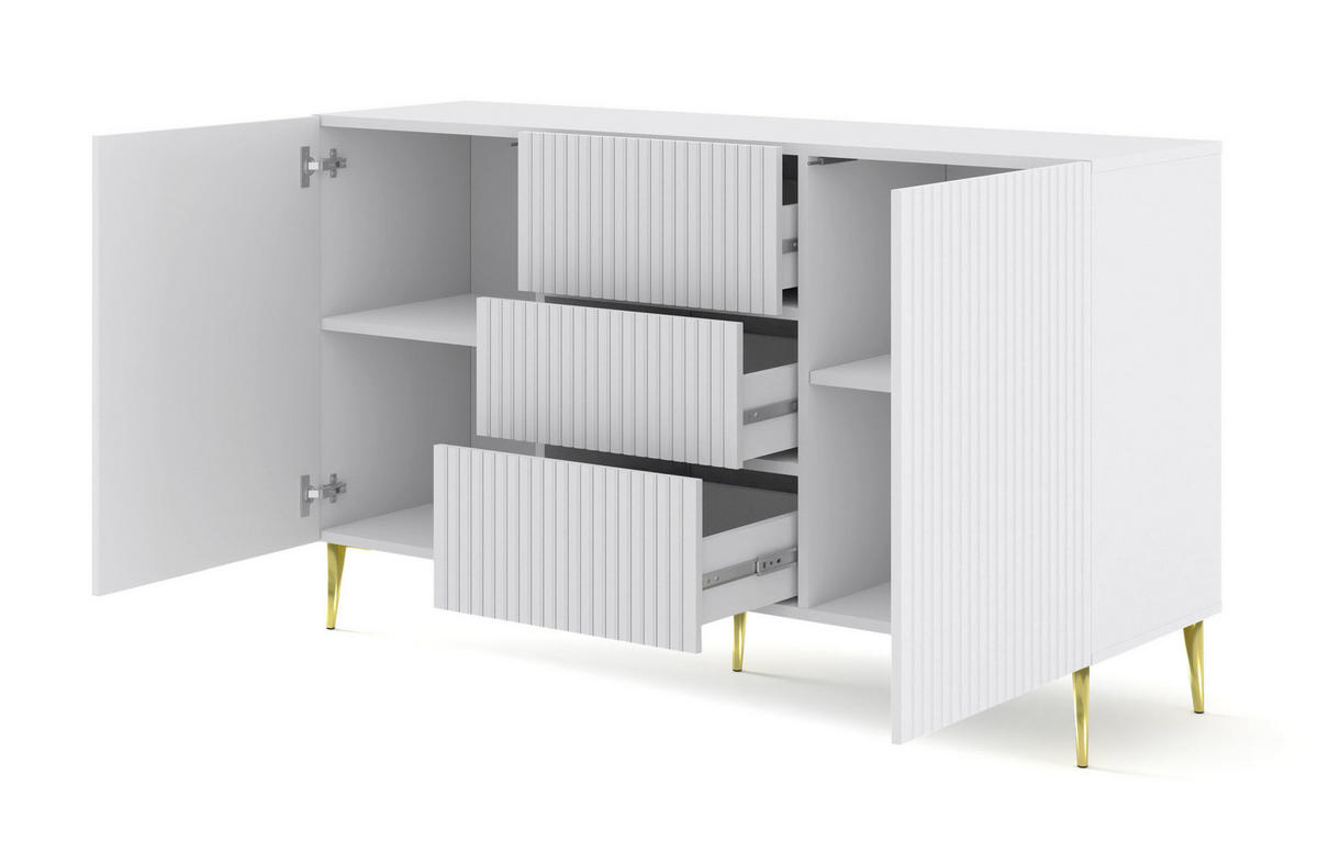 SIDEBOARD WEIß - Goldfarben/Weiß, Holzwerkstoff (150/87/42cm) - FURNLUX