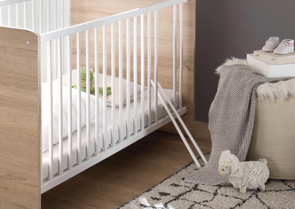 BABYZIMMER Wiki in Eiche Sonoma und Weiß 5 teilig - Braun, Holzwerkstoff (120/200/80cm)