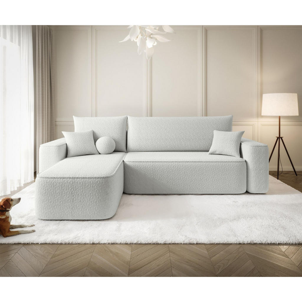 Thumbnail - Fun Möbel Ecksofa, Weiß, Textil, Ottomane links, 250x150 cm, Wohnzimmer, Sofas & Couches, Wohnlandschaften, Ecksofas