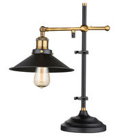 TISCHLEUCHTE LENIUS Schwarz Altmessing - Schwarz, Metall (35/22/45.5cm) - Globo Lighting