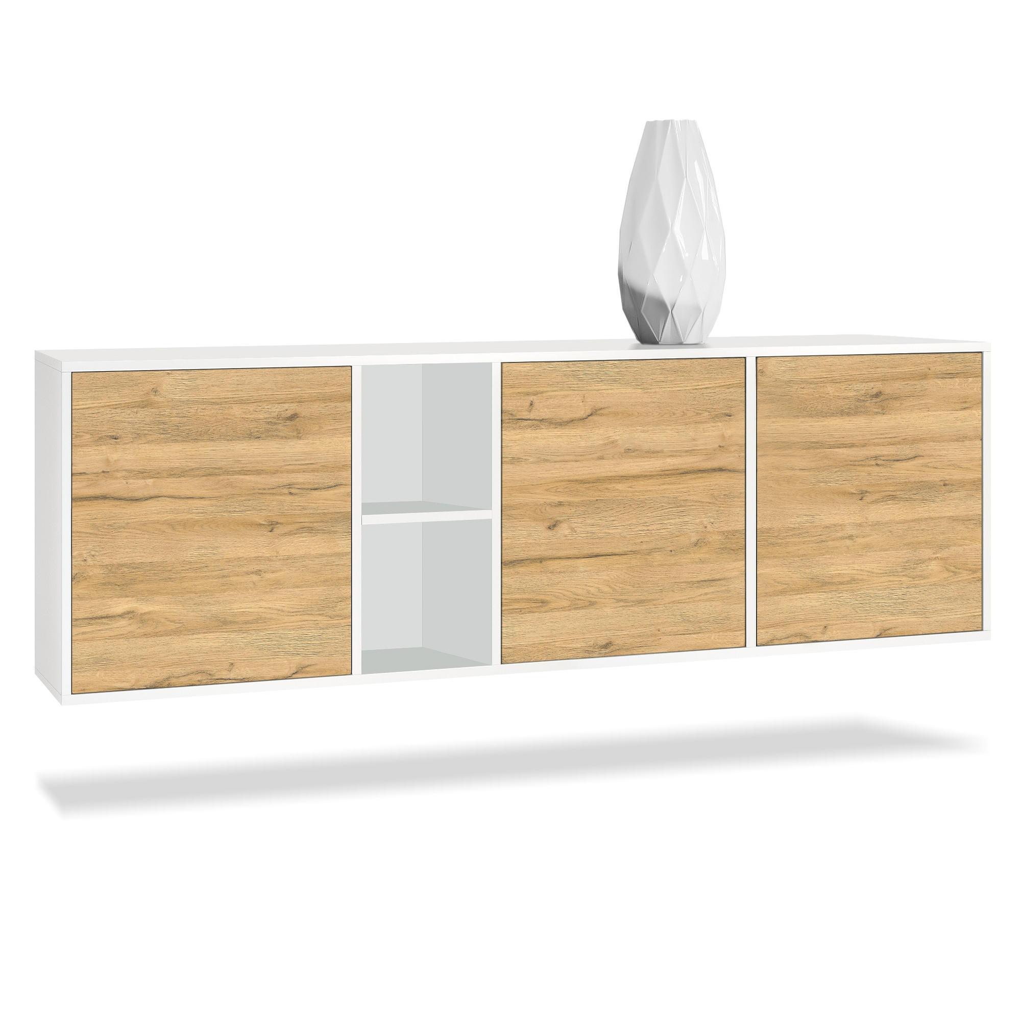 SIDEBOARD Cuba Türen in Eiche Natur - Eichefarben, Holzwerkstoff (182/53/35cm) - Vladon