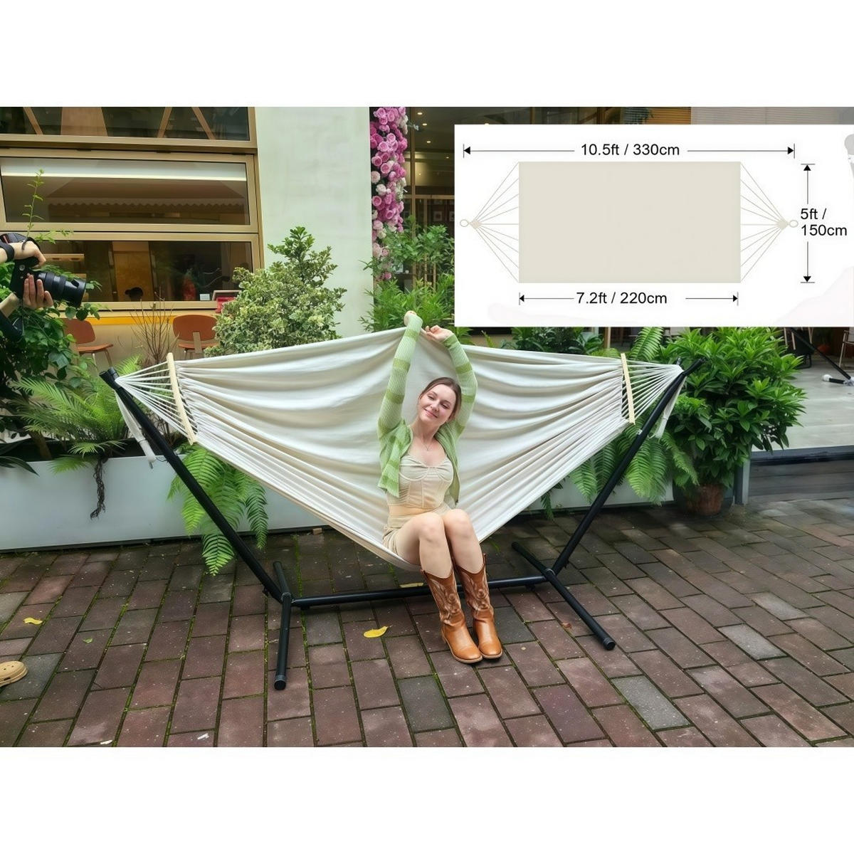 HÄNGEMATTE Doppel Extra Groß, 220x150cm, 227 kg - Weiß, Textil (330/1/150cm) - Authentics