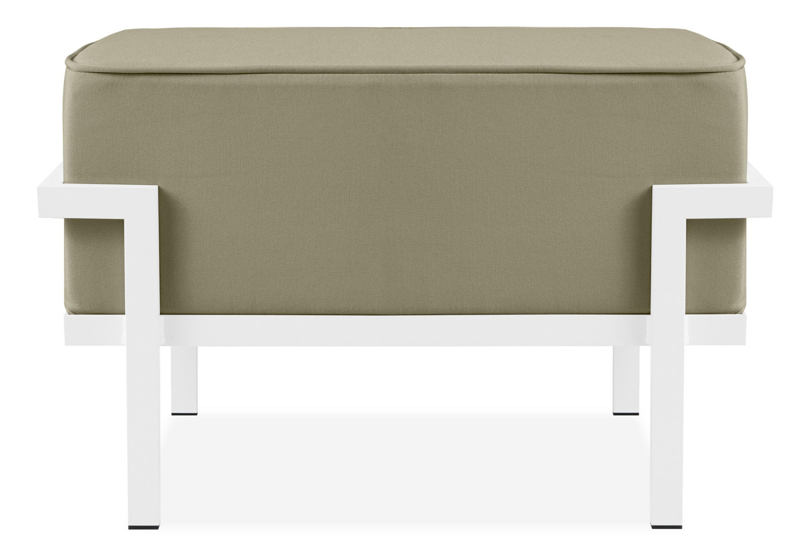 GARTENLOUNGE-HOCKER TRIGLO auf Metallfüßen, Modern, Weiß/Beige - Beige/Weiß, Textil/Metall (69/44/54cm) - KONSIMO®