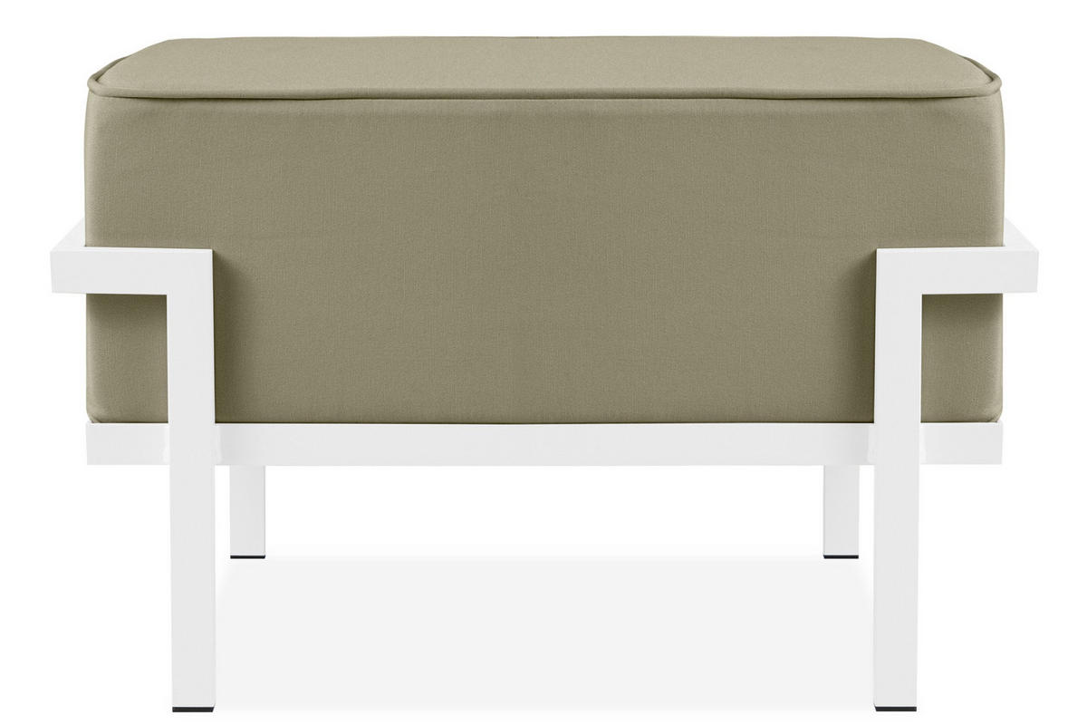 GARTENLOUNGE-HOCKER TRIGLO auf Metallfüßen, Modern, Weiß/Beige - Beige/Weiß, Textil/Metall (69/44/54cm) - KONSIMO®
