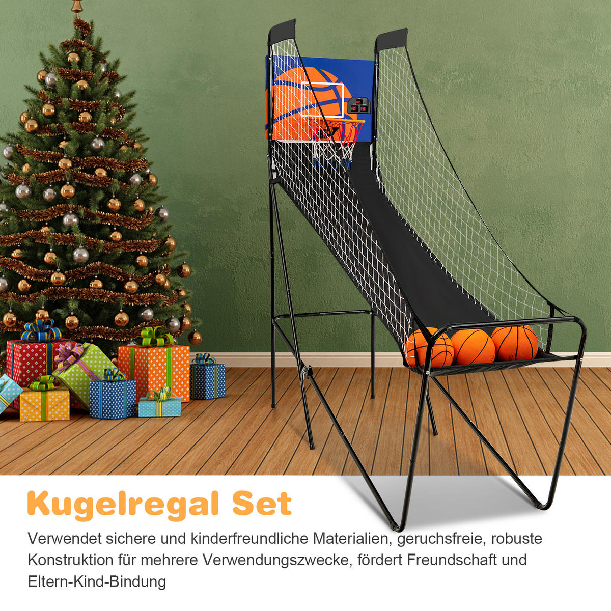 ARCADE-BASKETBALLSPIEL klappbar Schwarz - Schwarz, Metall (62/208cm) - COSTWAY