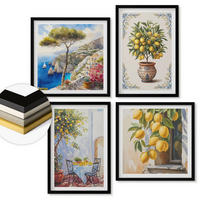 WANDBILDER 4er-Set - 50x50 cm & 40x60 cm Schwarzer Rahmen - Zitronenbäume in der Sonne - Schwarz, Kunststoff (50/50cm) - ArtPrintCave