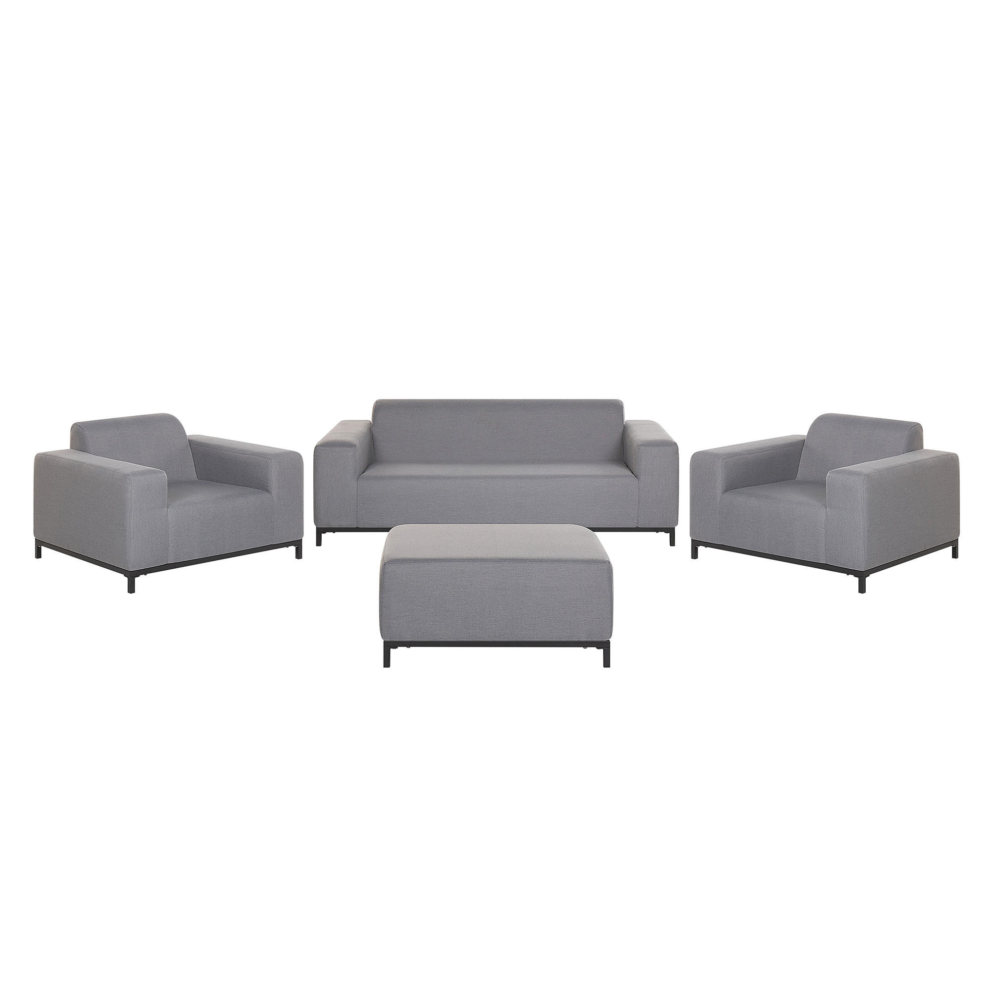 LOUNGE SET 5-Sitzer grau/schwarzes Gestell Rovigo - Schwarz/Grau, Textil - Beliani
