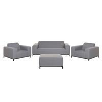 LOUNGE SET 5-Sitzer grau/schwarzes Gestell Rovigo - Schwarz/Grau, Textil - Beliani