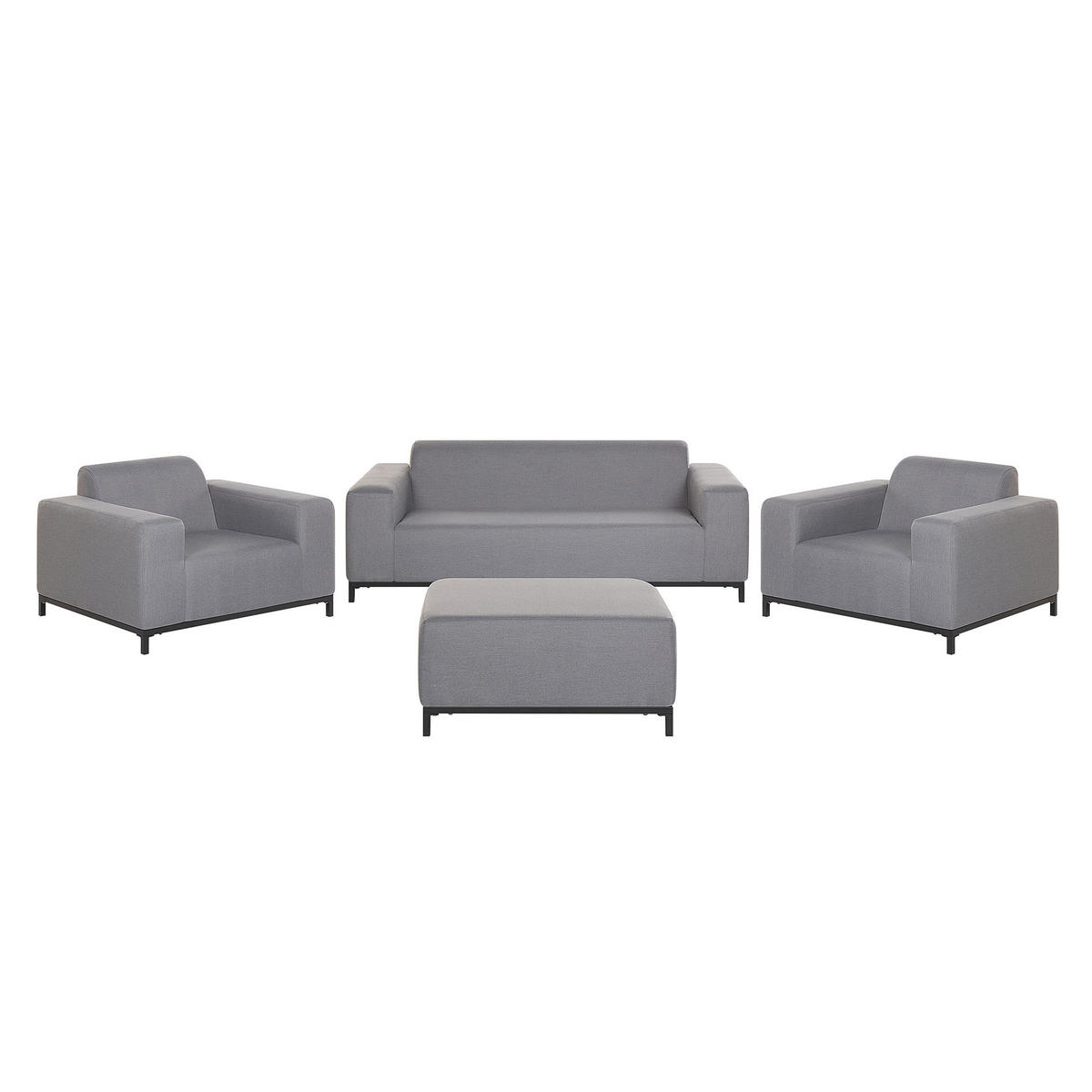 LOUNGE SET 5-Sitzer grau/schwarzes Gestell Rovigo - Schwarz/Grau, Textil - Beliani