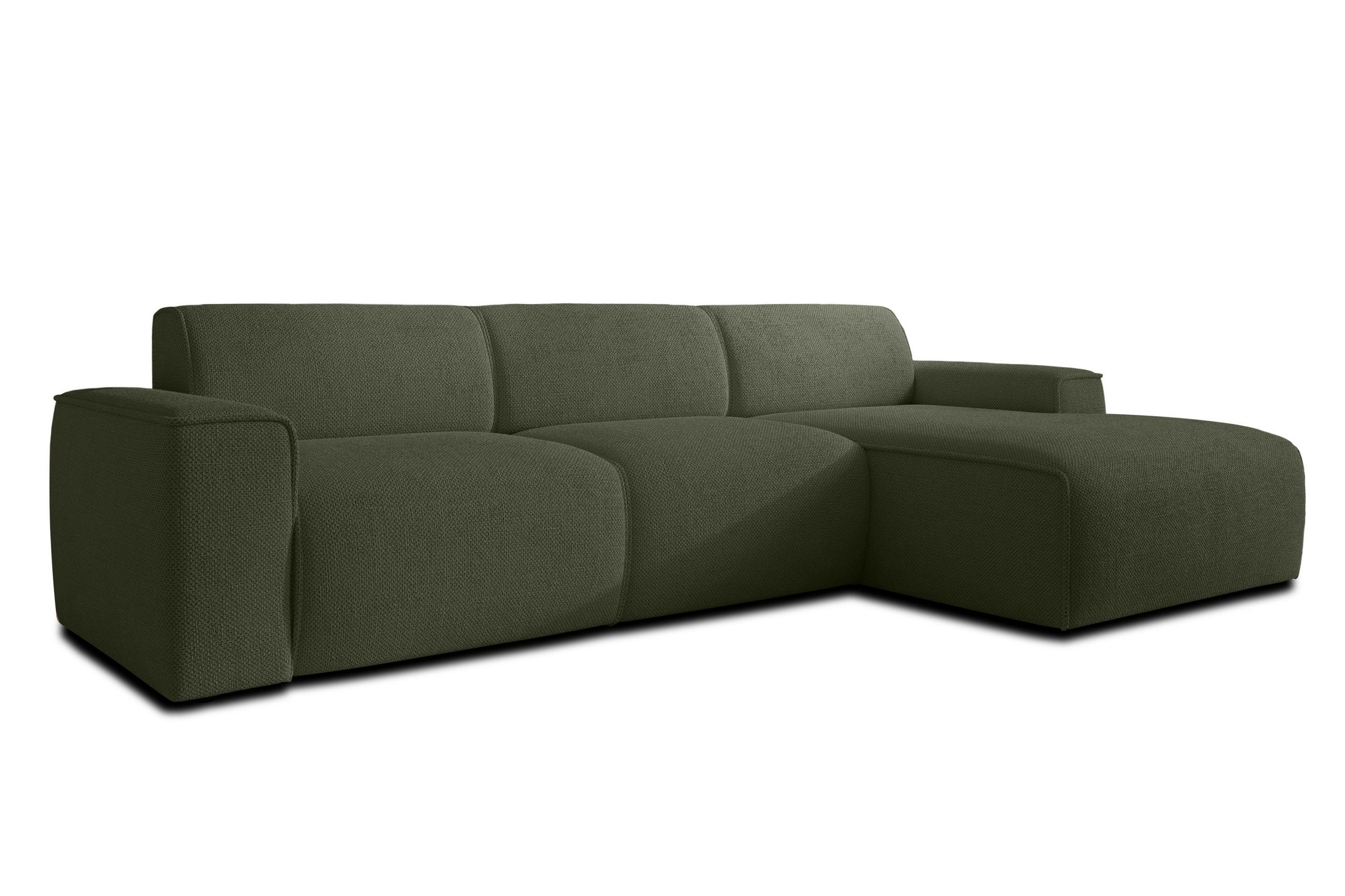 ECKSOFA L Form Didim mini Grün 310/165/78 cm – stilvolle kleine Eckcouch R - Schwarz/Grün, Kunststoff/Textil (310/165cm) - AX Living