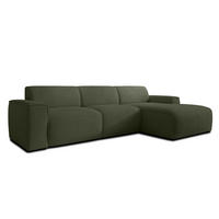 ECKSOFA L Form Didim mini Grün 310/165/78 cm – stilvolle kleine Eckcouch R - Schwarz/Grün, Kunststoff/Textil (310/165cm) - AX Living