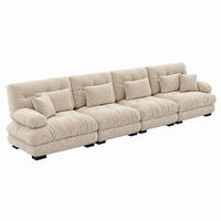 SOFA modular Chenille Light Coffee - Beige, Kunststoff (77/81/406cm) - Meubliv