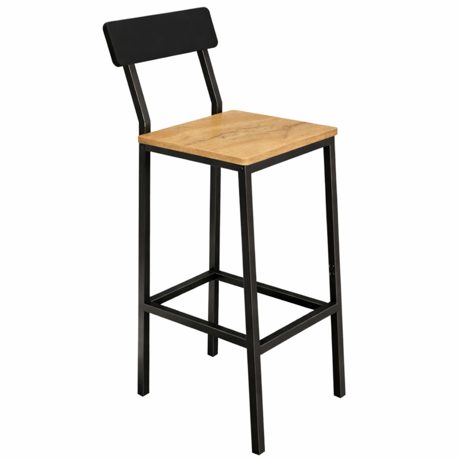 BARHOCKER Holzoptik Metall Eichefarben Schwarz mit Rückenlehne 90x30x40 cm - Eichefarben/Schwarz, Holzwerkstoff/Metall (30/90/40cm) - Begryf