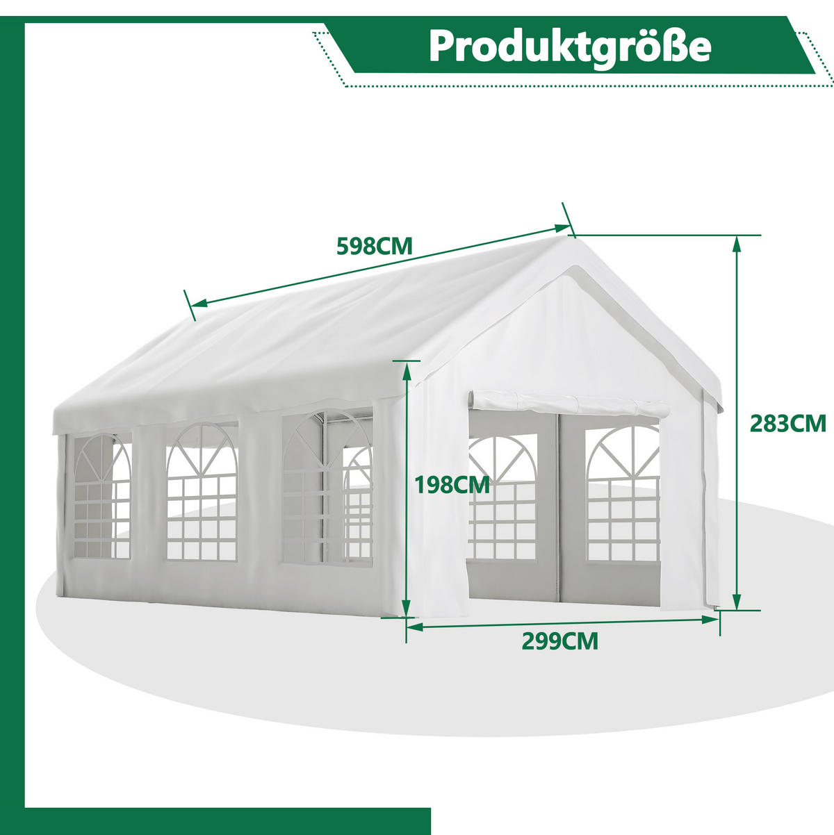 KLEINGARAGE aus PE Rattan, Eisen & wasserdichtem Stoff 3x6 m in Weiß - Weiß, Metall (299/283/598cm) - Modfu