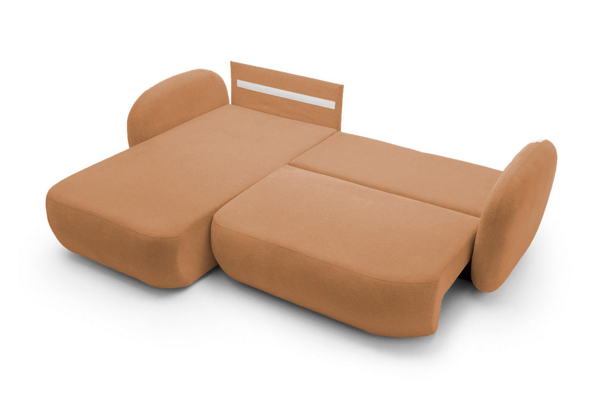 ECKSOFA OLIO L-Form Schlaffunktion mit Bettkasten, lose Rückenkissen, freistehend, LINKS 174x248 cm Dark orange - Dunkelorange, Holz/Textil (174/248cm) - DomoHome