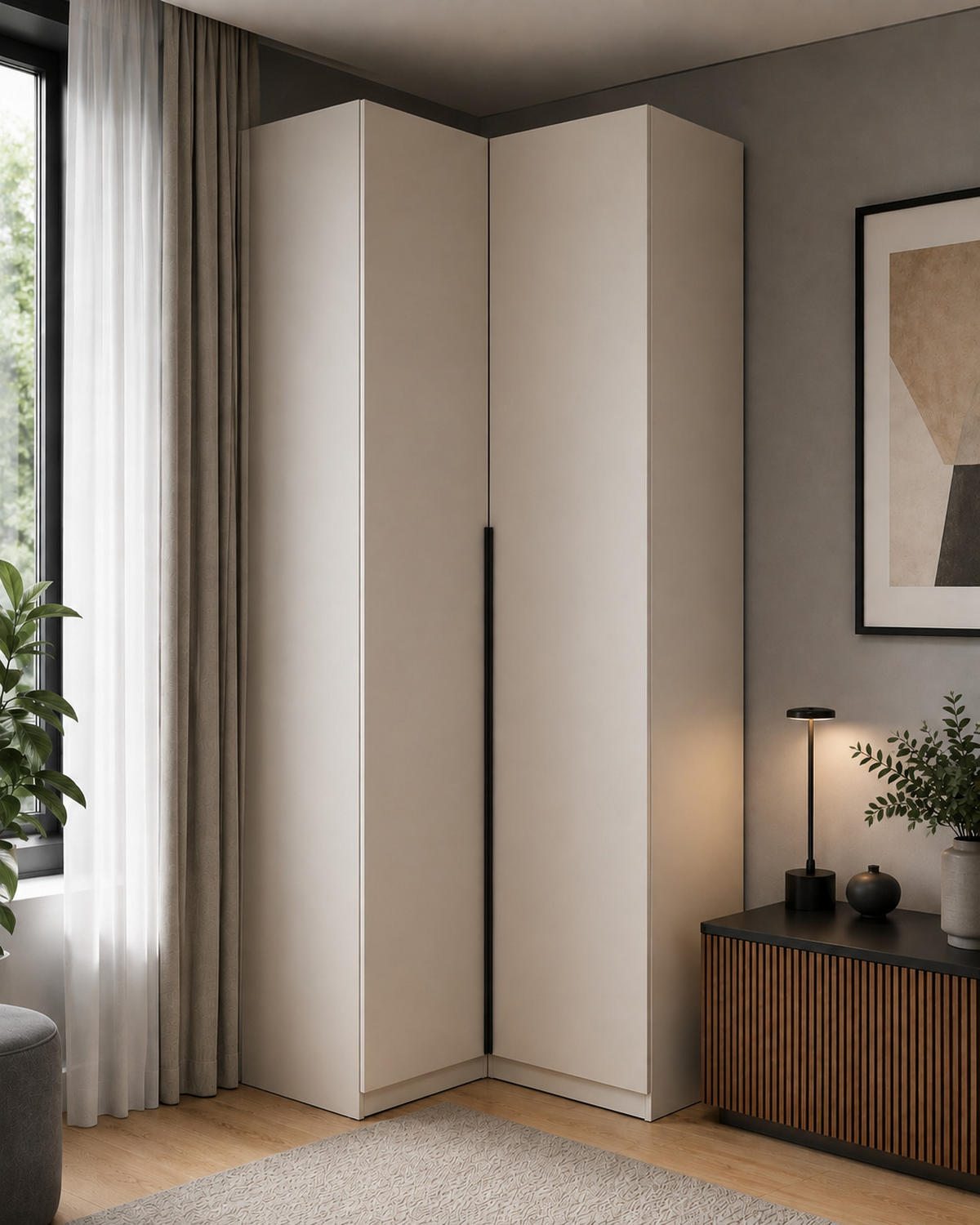 ECKKLEIDERSCHRANK Riva 100 cm - Kaschmir - Kaschmir, Holzwerkstoff (100/215/42cm) - BM-Möbel