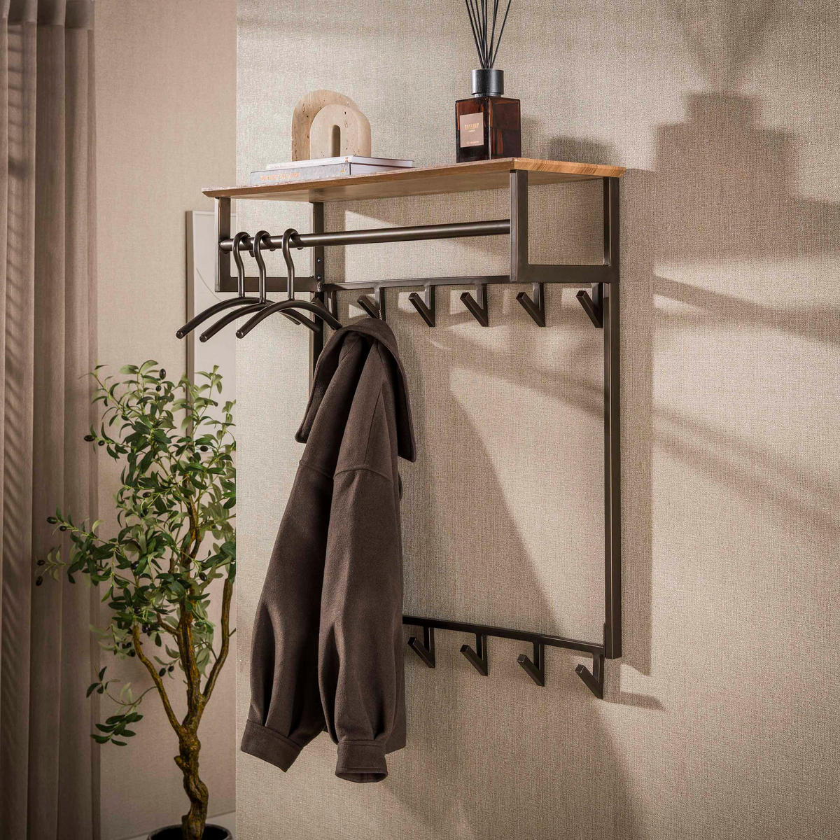 WANDGARDEROBE Bruno Braun 30/80/94 cm - Braun, Metall (80/94/30cm) - Hoyz Collection