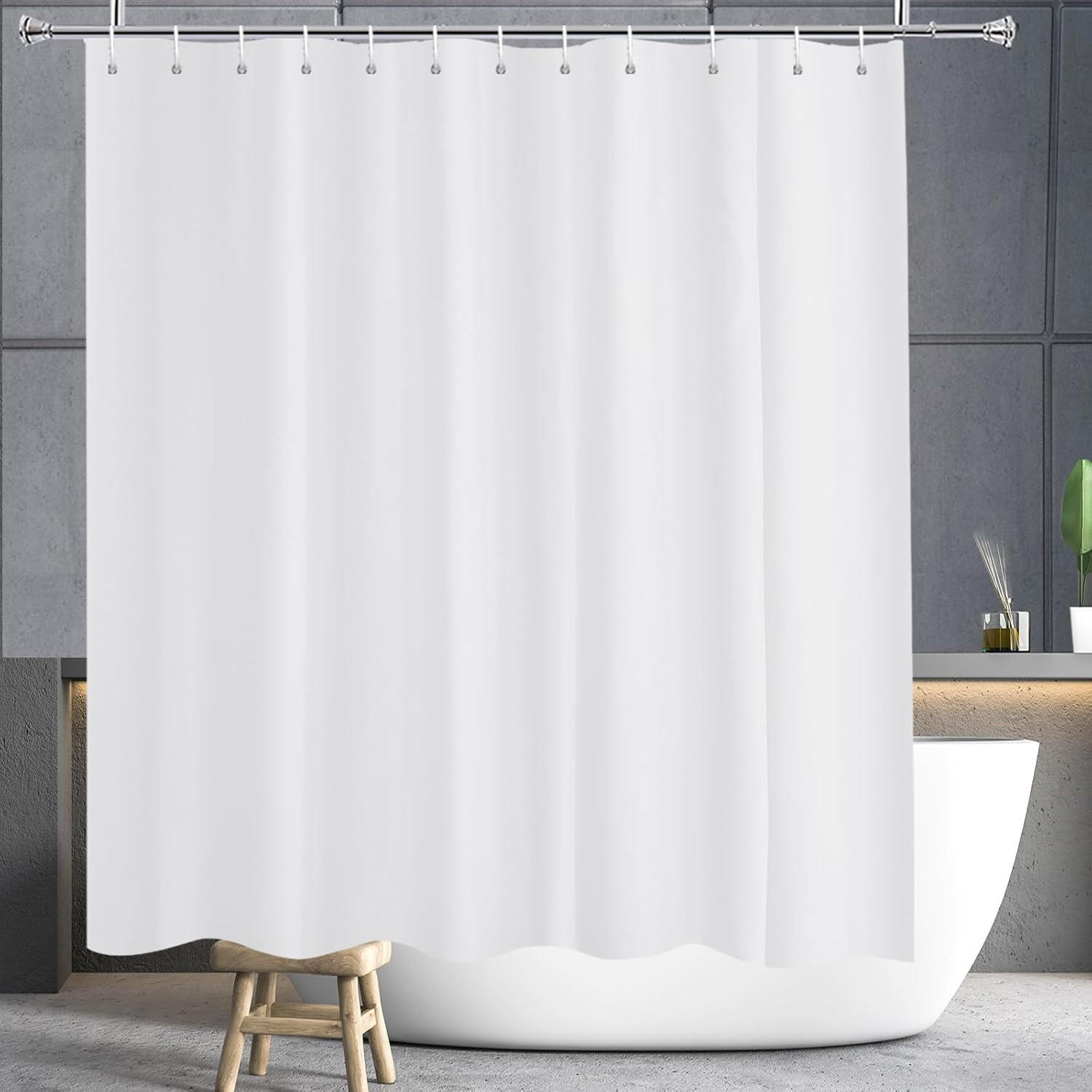 DUSCHVORHANG Weiß 180 cm wasserdicht schimmelresistent mit Schlaufe Aufhängung - Weiß, Kunststoff (180/180cm) - MCBOSON