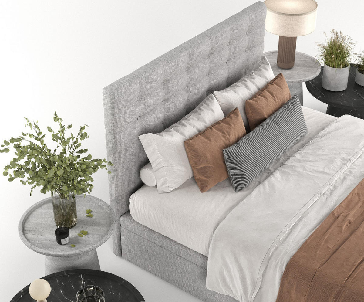 POLSTERBETT Callo mit Stauraum 120/200 cm Grau im Megan Stoff - Schwarz/Grau, Holz/Holzwerkstoff (120/200cm) - AltaBeds