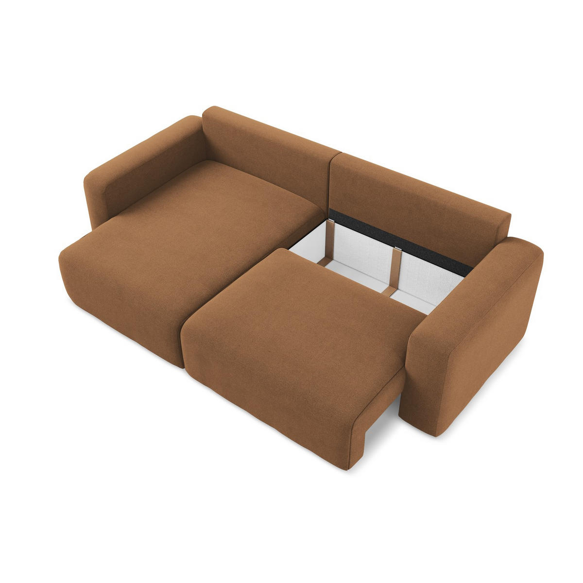 ECKSOFA mit Schlaffunktion links Strukturstoff Stoff Orange - Beige/Terracotta, Kunststoff/Textil (149/244cm) - LaMiaSofa