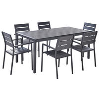 GARTENMÖBEL SET 6-Sitzer Aluminium schwarz Vernio - Schwarz, Kunststoff - Beliani