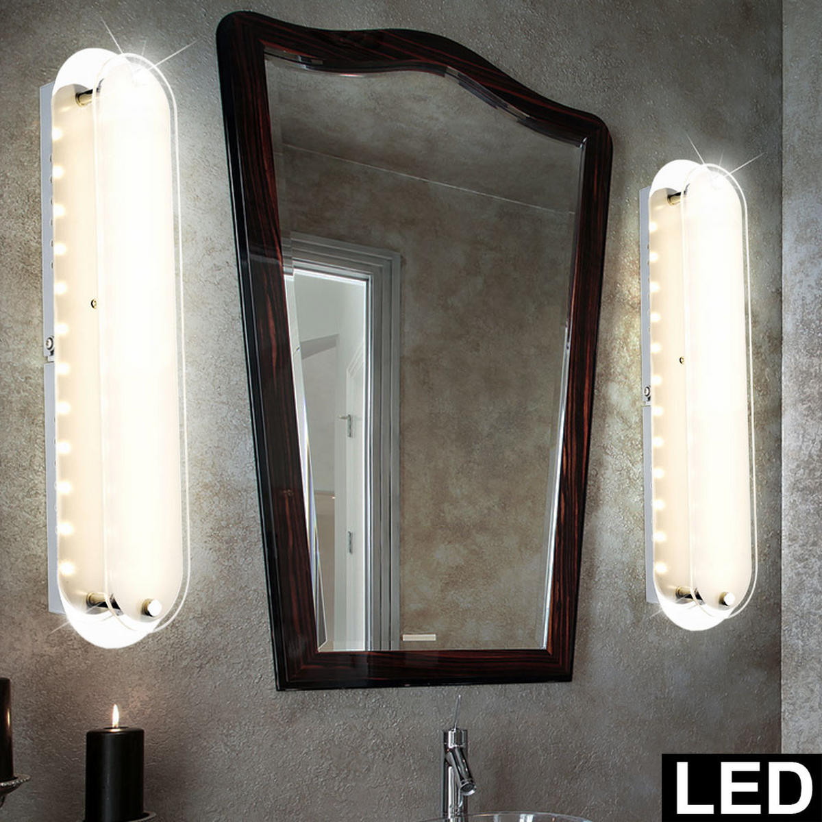 LED WANDLEUCHTE OBITOR Chrom Silber - Silberfarben, Glas (8/6/33cm)