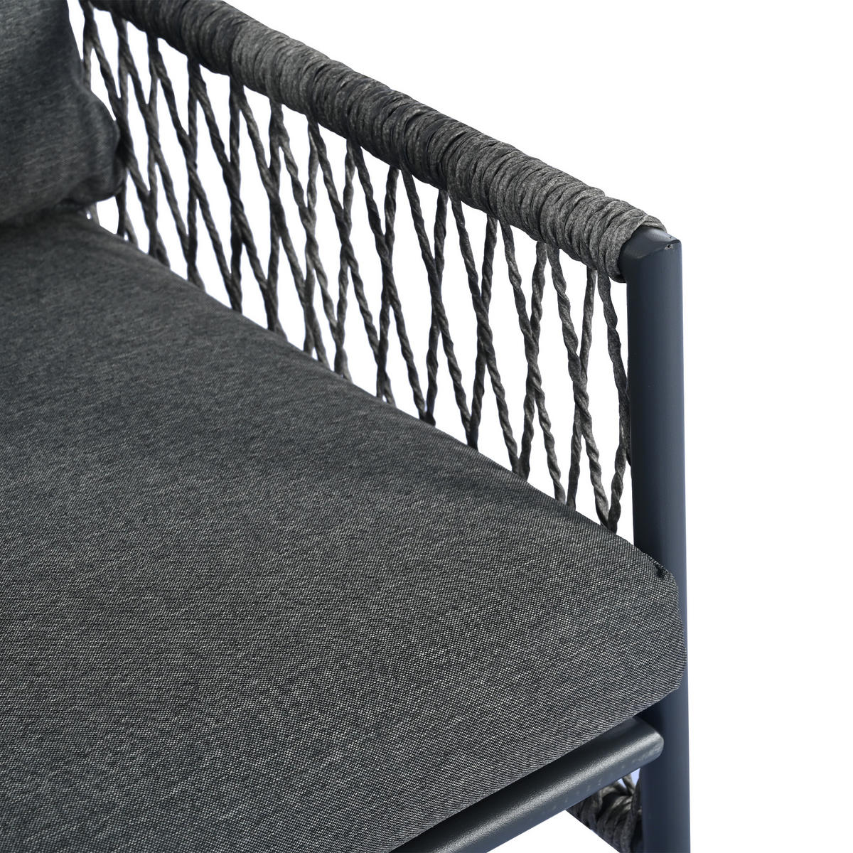 GARTENLOUNGE-SET 7-Sitzer Gartenmöbel-Set mit 7 Sitzplätze und Couchtisch abnehmbar - Grau, Glas/Textil - STILVORA