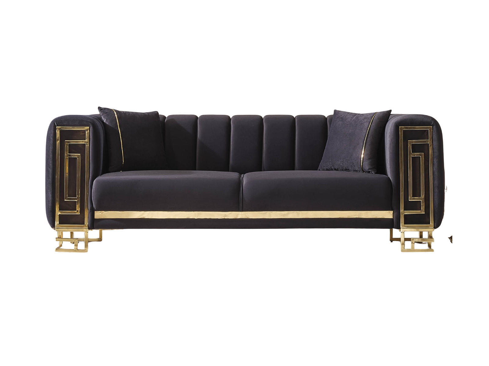 SOFA Magnifica 3-Sitzer Samtstoff Anthrazit - Anthrazit, Textil/Metall (235/80/100cm)