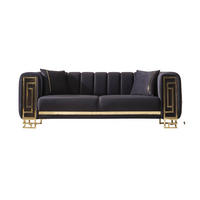 SOFA Magnifica 3-Sitzer Samtstoff Anthrazit - Anthrazit, Textil/Metall (235/80/100cm)