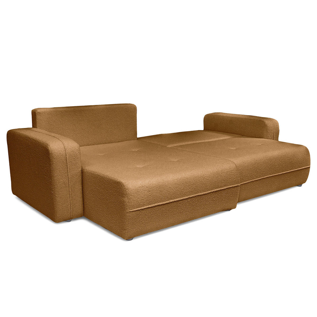 ECKSOFA mit Schlaffunktion - 244 cm - Beige/Schwarz, Kunststoff/Textil (244/145cm) - home24