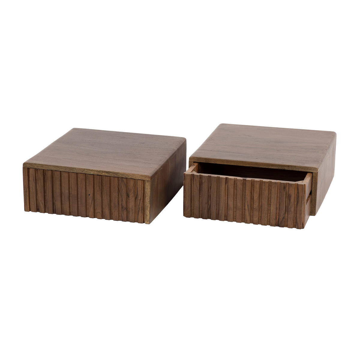 NACHTTISCH Carve - Braun - 35/35/14 cm - 2er-Set - Braun, Holz (35/14/35cm) - Hoyz Collection