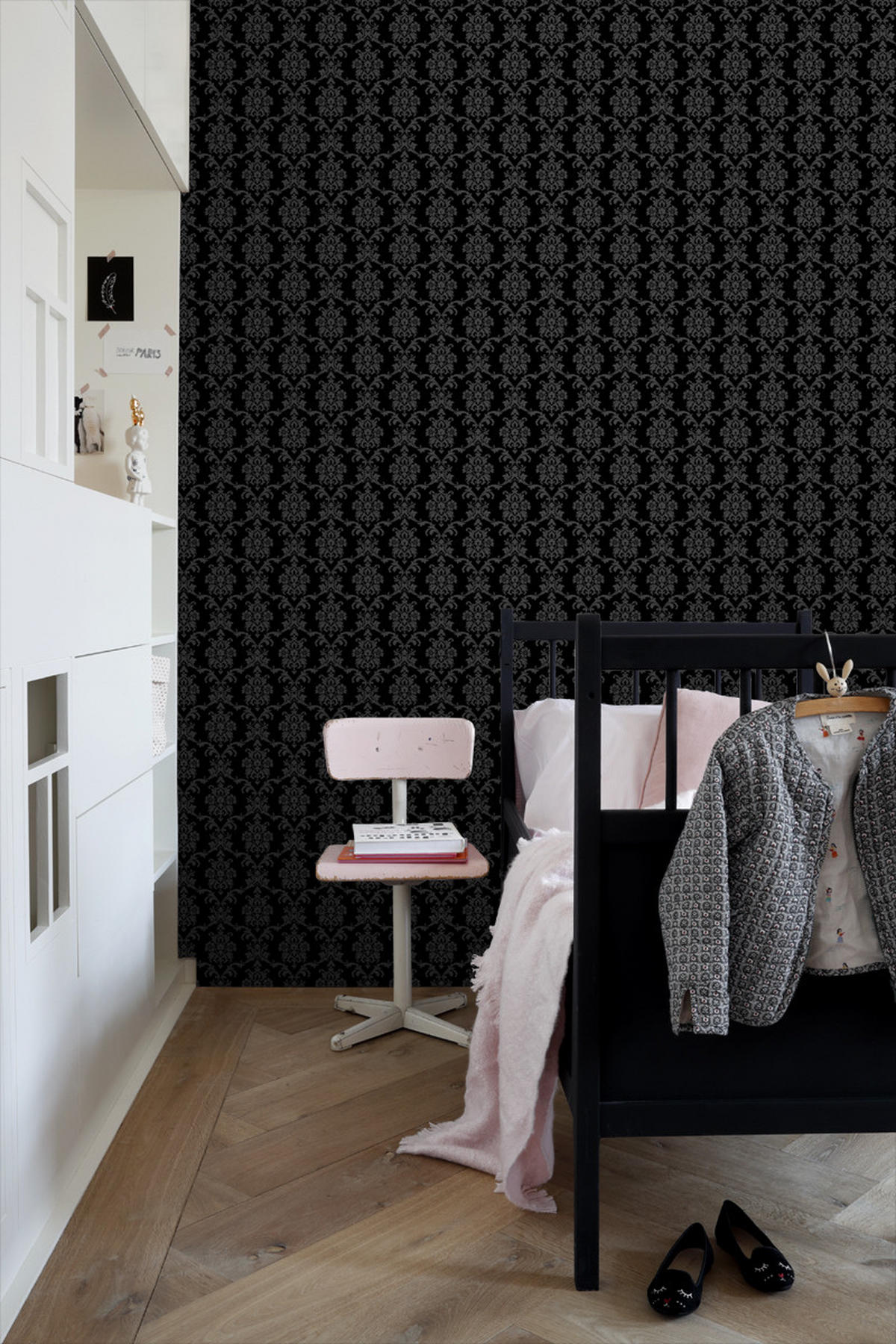 TAPETE Barockmuster 53 cm x 10.05 m - Schwarz, Papier (53/1000cm) - ESTAhome