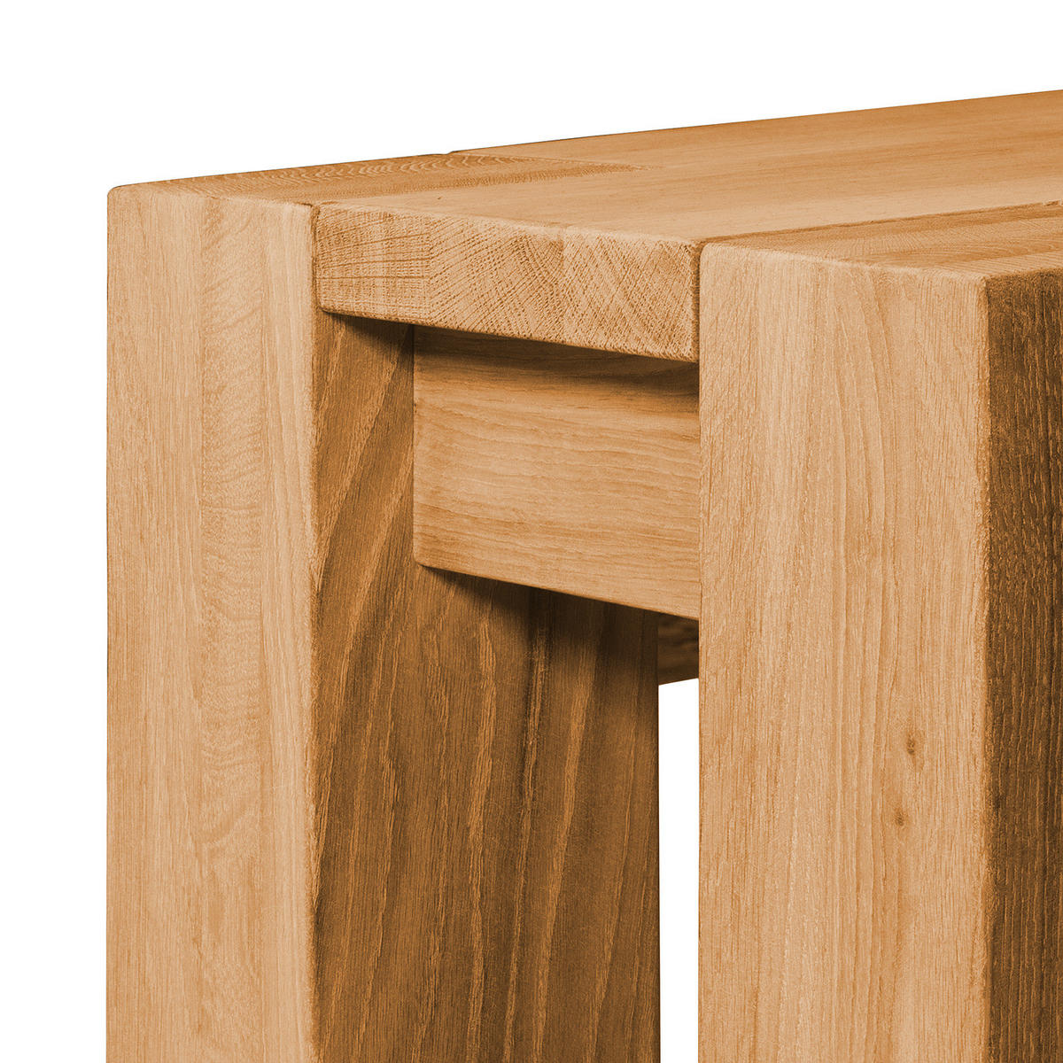 ESSTISCH - Eiche massiv - Eichefarben, Holz (185/45/39cm) - home24